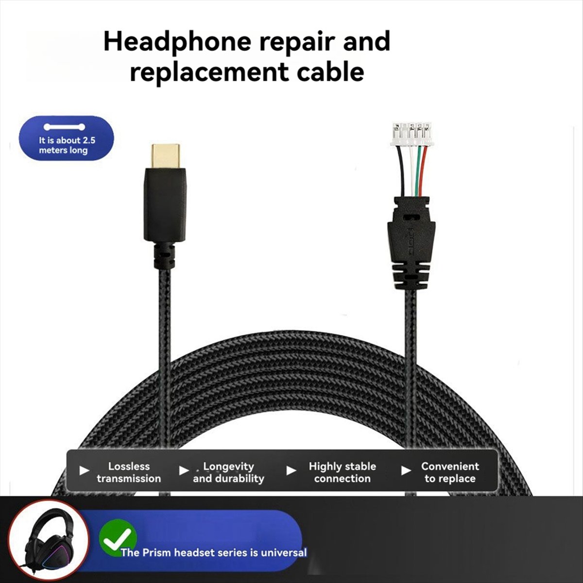 DT75New Arrival Braided Wire f - Esports Wireless Gaming Headset recension och pris
