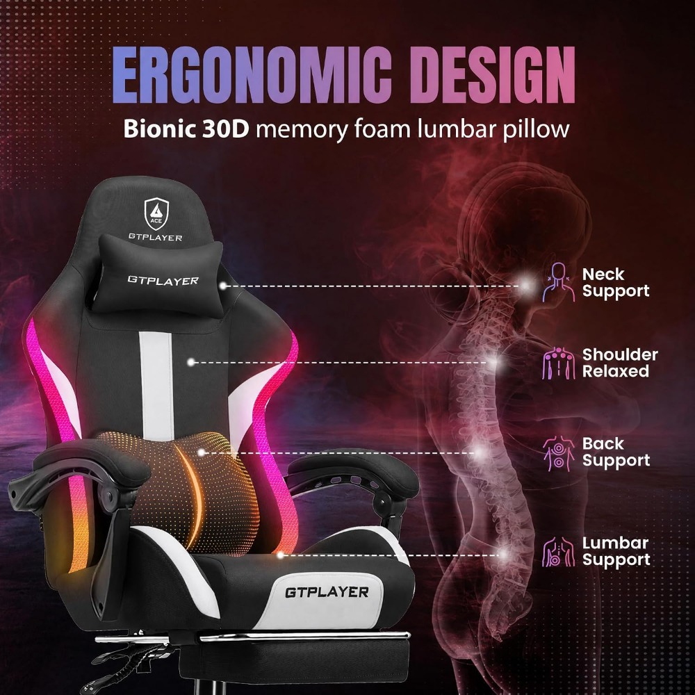 RGB Gaming Chair with Footrest - Video Gaming & Esports Usd Acc recension och pris